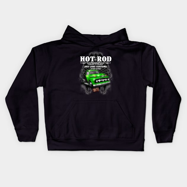 Hot Rod Custom Vintage Truck Kids Hoodie by hardtbonez